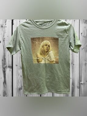 Billie Eilish Graphic Tee in Light Sage Green S